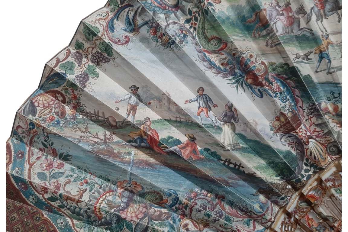 Hunting, fan imitating the 18th century