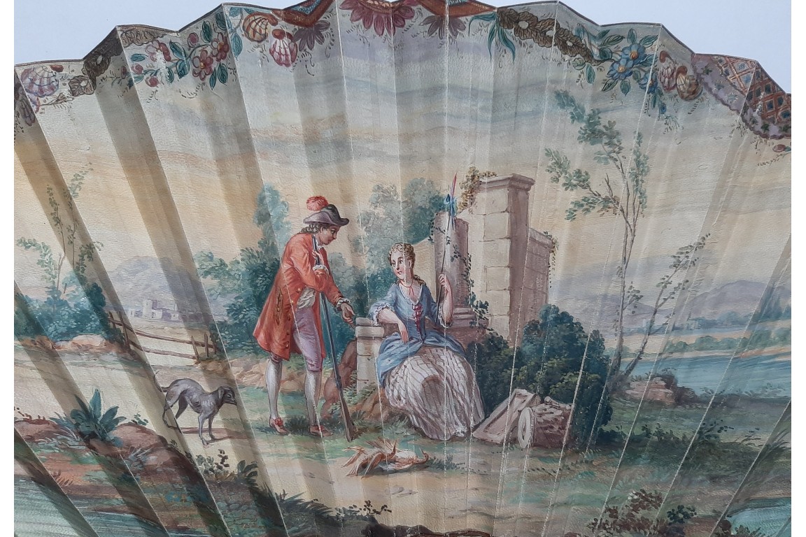 Hunting, fan imitating the 18th century
