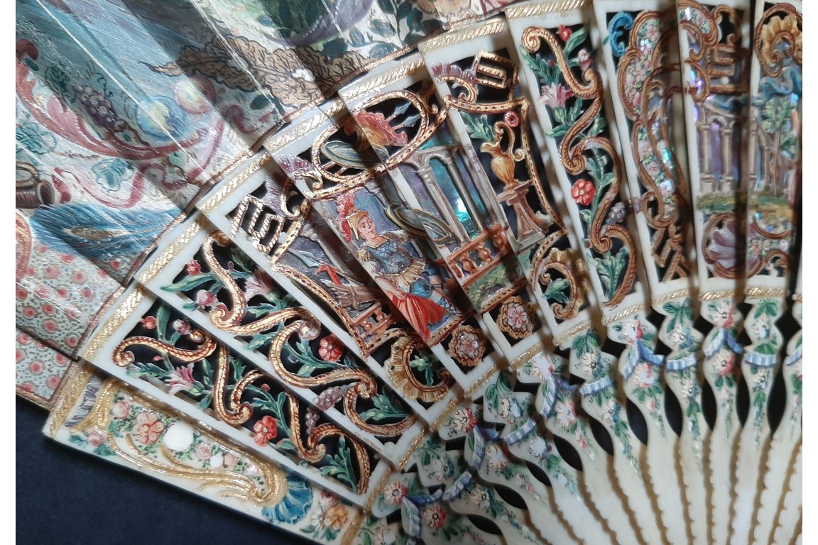 Hunting, fan imitating the 18th century