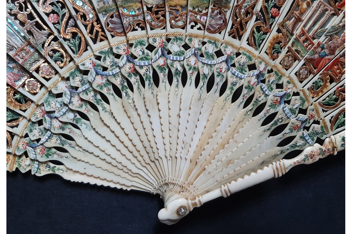 Hunting, fan imitating the 18th century