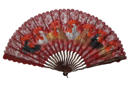 Les coqs, éventail vers 1890-1910