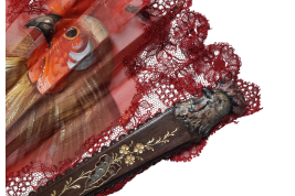 Les coqs, éventail vers 1890-1910