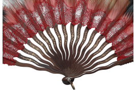 Roosters, fan circa 1890-1910