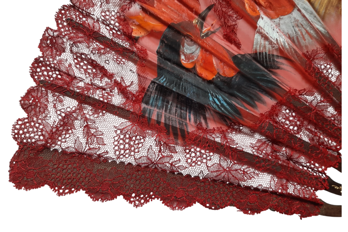 Les coqs, éventail vers 1890-1910