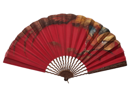 Golden pheasant by Ronot-Tutin, fan circa 1890-1900