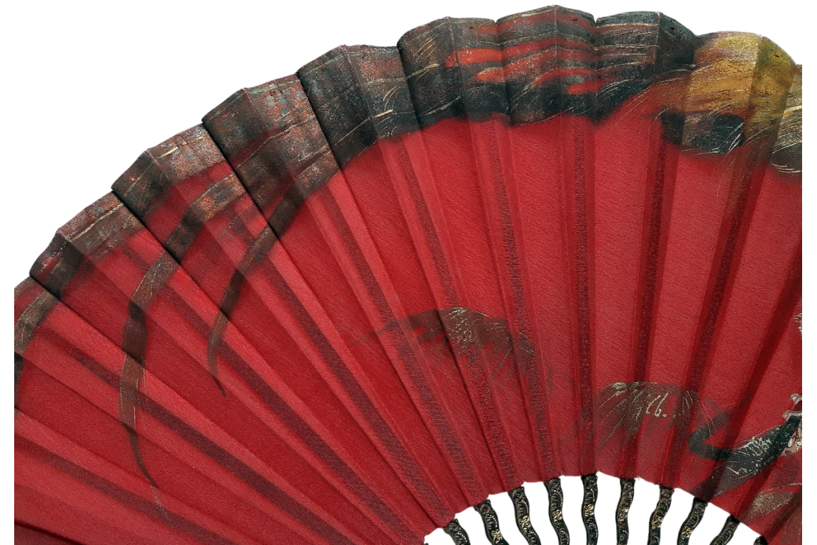 Golden pheasant by Ronot-Tutin, fan circa 1890-1900