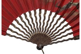 Golden pheasant by Ronot-Tutin, fan circa 1890-1900