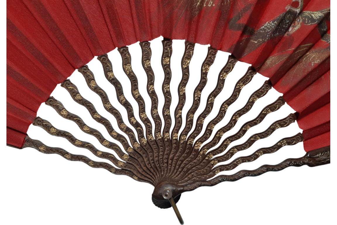 Golden pheasant by Ronot-Tutin, fan circa 1890-1900