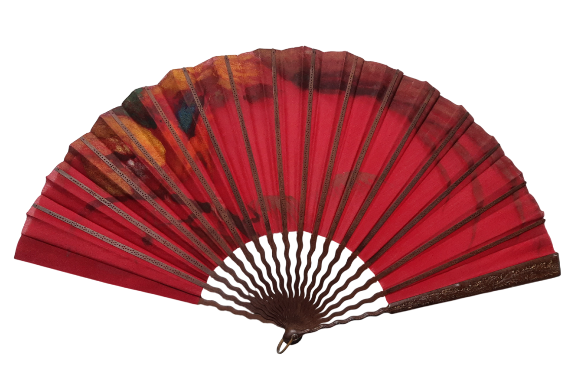 Golden pheasant by Ronot-Tutin, fan circa 1890-1900