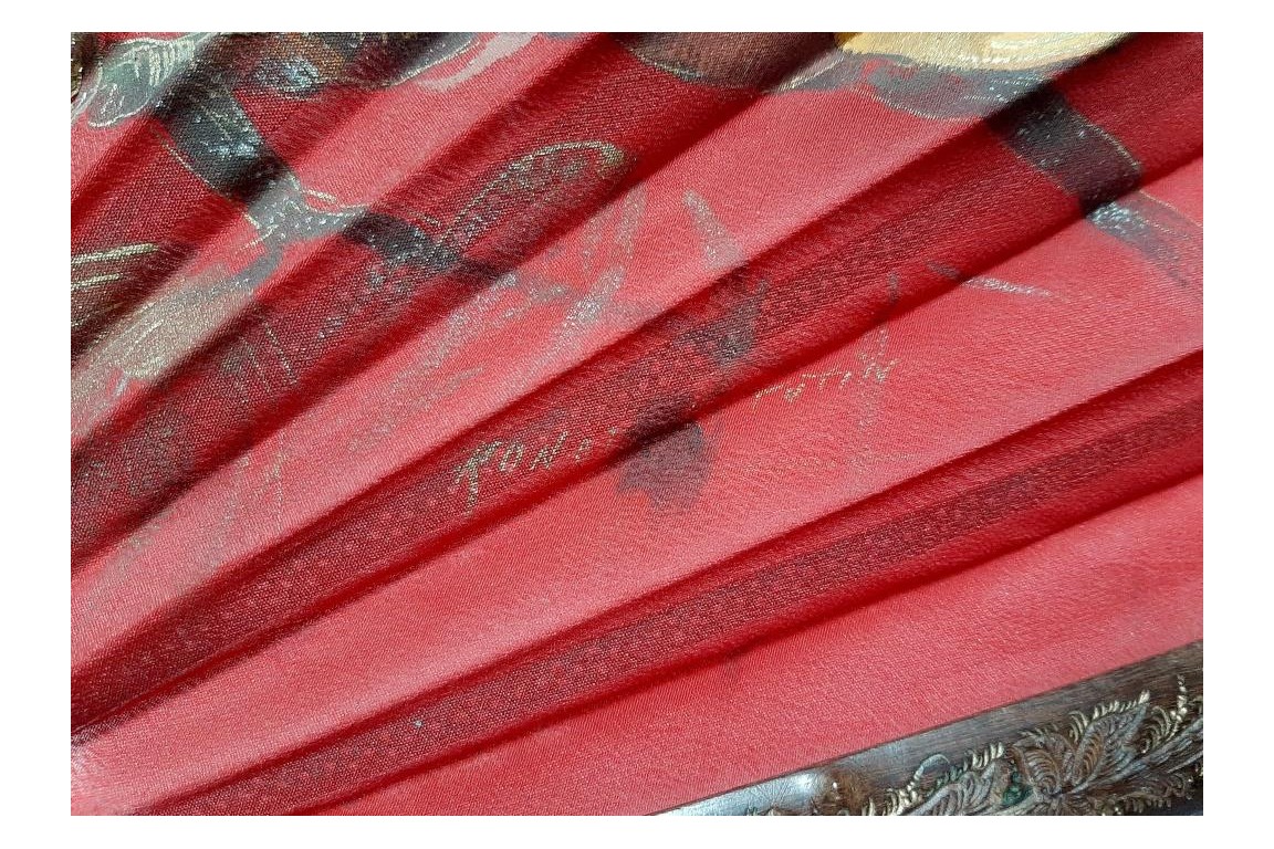 Golden pheasant by Ronot-Tutin, fan circa 1890-1900