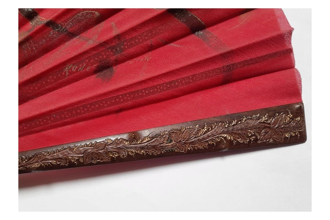 Golden pheasant by Ronot-Tutin, fan circa 1890-1900