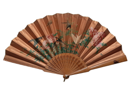 Oiseaux et insectes, éventail fin XIXe siècle