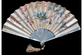 Small chickadees, late 19th century fan