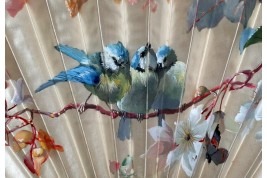 Petites mésanges, éventail fin XIXe siècle