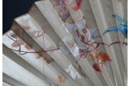 Small chickadees, late 19th century fan