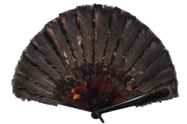 Lophophore, éventail en plumes vers 1900