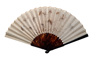 Papillons et cigales, éventail chinois XIXe siècle