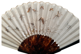 Papillons et cigales, éventail chinois XIXe siècle