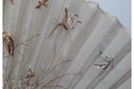 Papillons et cigales, éventail chinois XIXe siècle