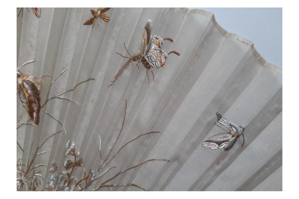 Butterflies and cicadas, 19th-century Chinese fan