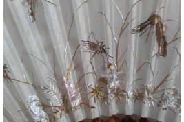 Papillons et cigales, éventail chinois XIXe siècle