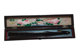 Papillons et cigales, éventail chinois XIXe siècle