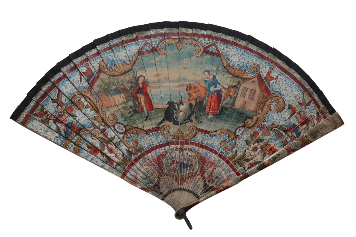 Cows and goat, early 18th century fan