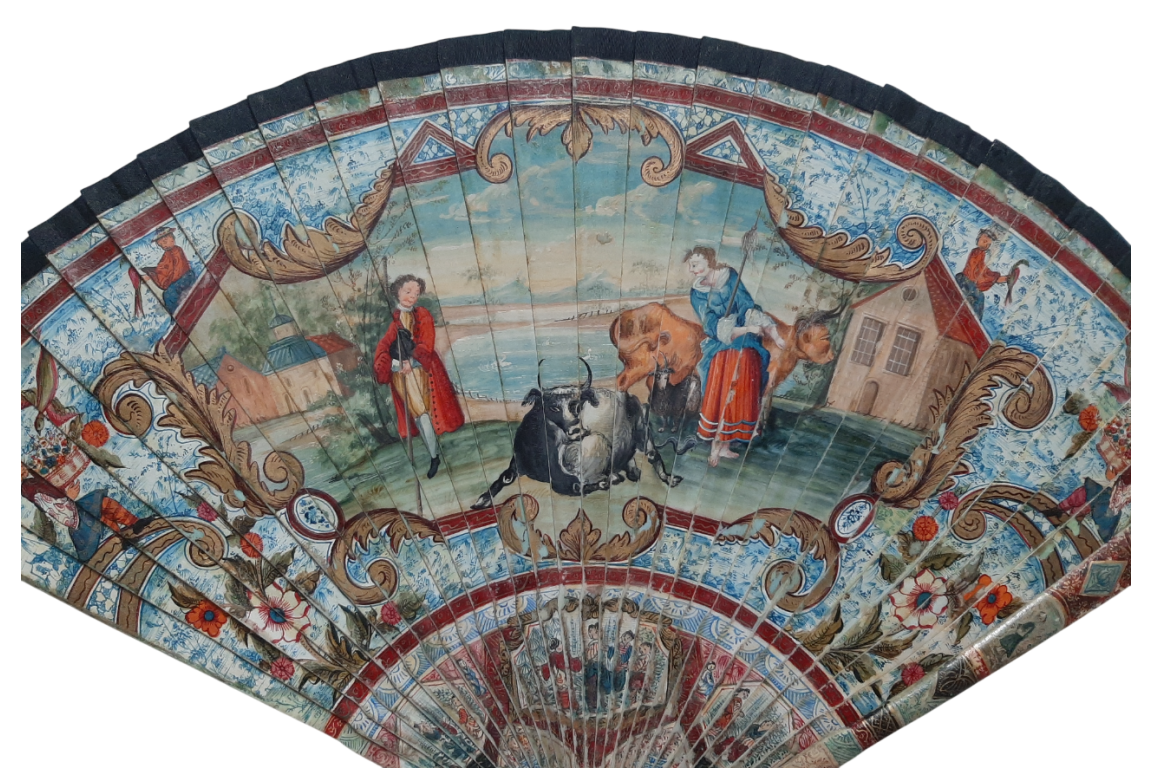 Cows and goat, early 18th century fan