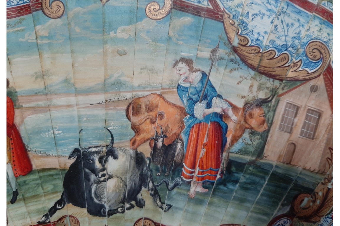 Cows and goat, early 18th century fan