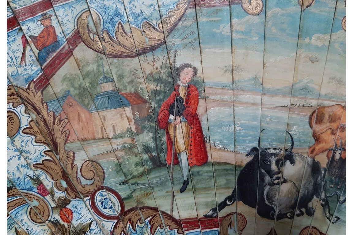 Cows and goat, early 18th century fan