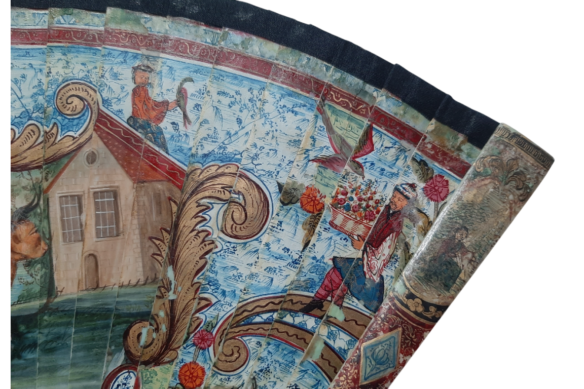Cows and goat, early 18th century fan
