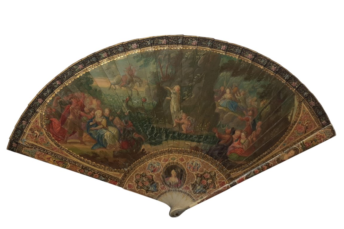 Persée délivrant Andromède, éventail vernis Martin vers 1700-1720