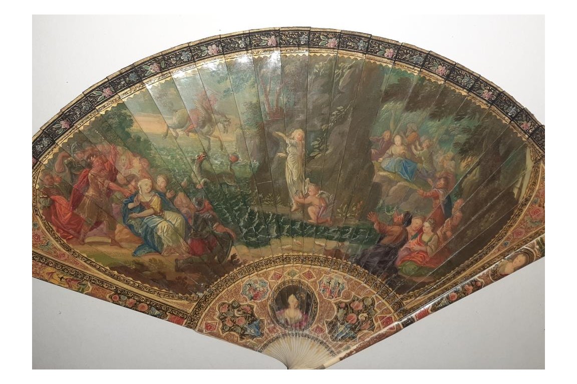 Persée délivrant Andromède, éventail vernis Martin vers 1700-1720