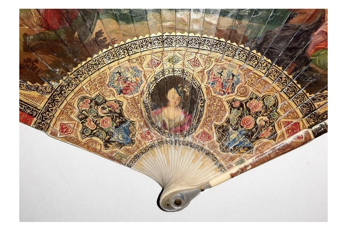 Persée délivrant Andromède, éventail vernis Martin vers 1700-1720