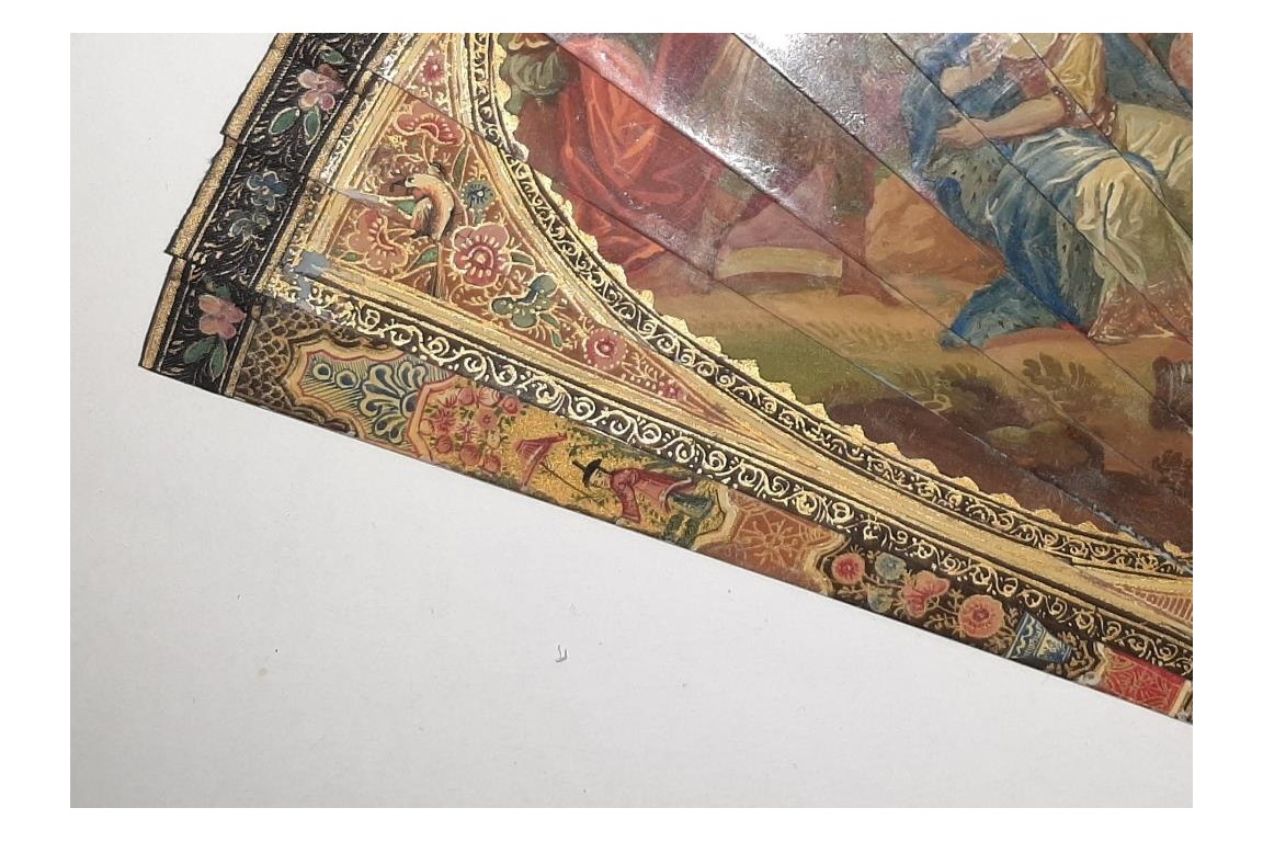 Persée délivrant Andromède, éventail vernis Martin vers 1700-1720