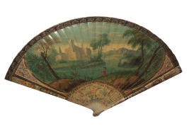 Persée délivrant Andromède, éventail vernis Martin vers 1700-1720