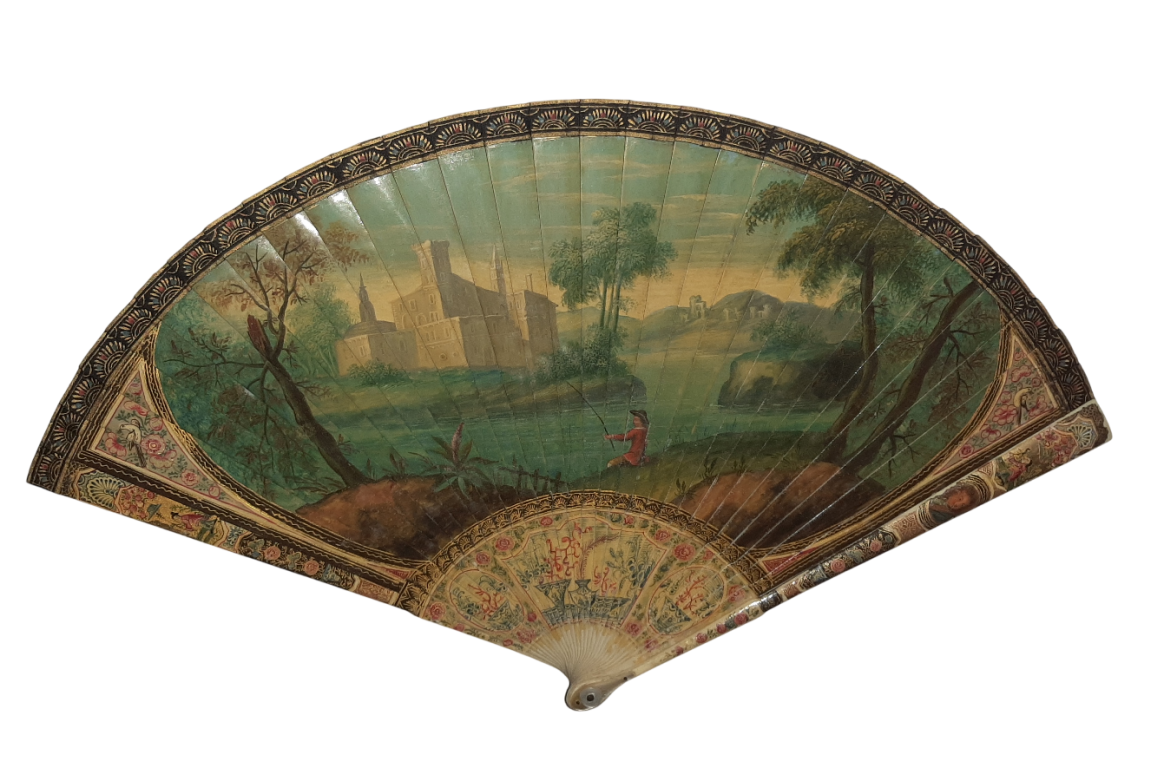 Persée délivrant Andromède, éventail vernis Martin vers 1700-1720