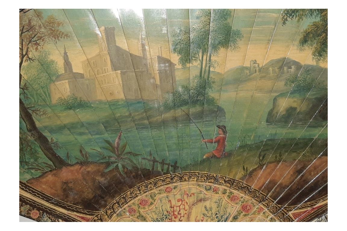 Persée délivrant Andromède, éventail vernis Martin vers 1700-1720