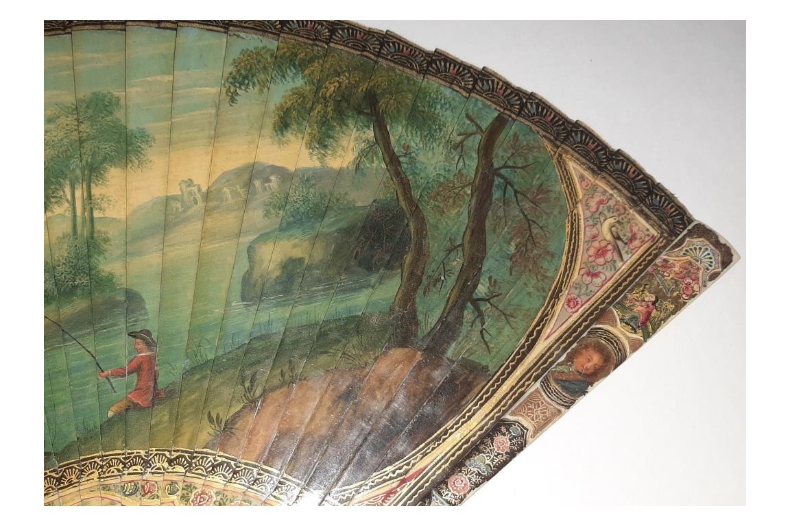 Persée délivrant Andromède, éventail vernis Martin vers 1700-1720