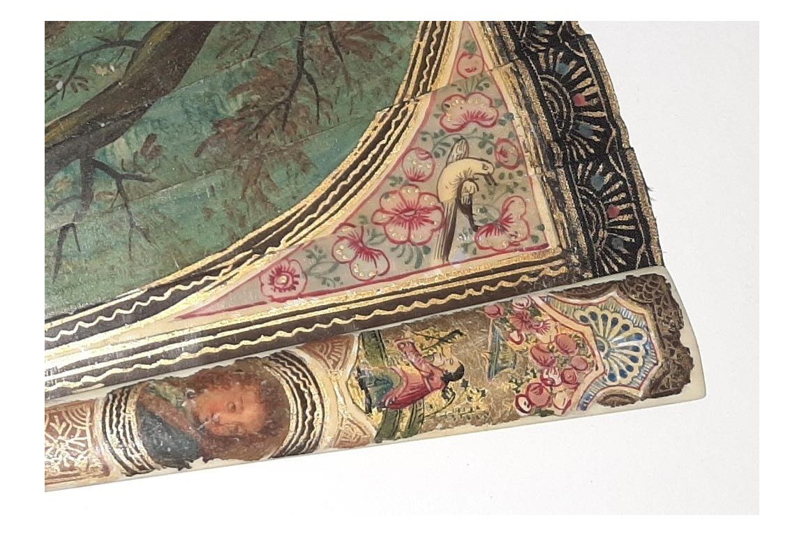 Persée délivrant Andromède, éventail vernis Martin vers 1700-1720