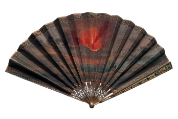 L'éruption du Vésuve, éventail souvenir du Grand Tour vers 1822