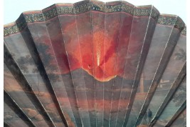 The eruption of Vesuvius, souvenir fan from the Grand Tour circa 1822