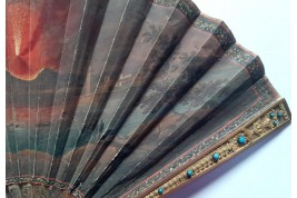 L'éruption du Vésuve, éventail souvenir du Grand Tour vers 1822