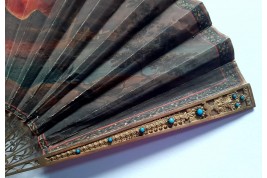 L'éruption du Vésuve, éventail souvenir du Grand Tour vers 1822