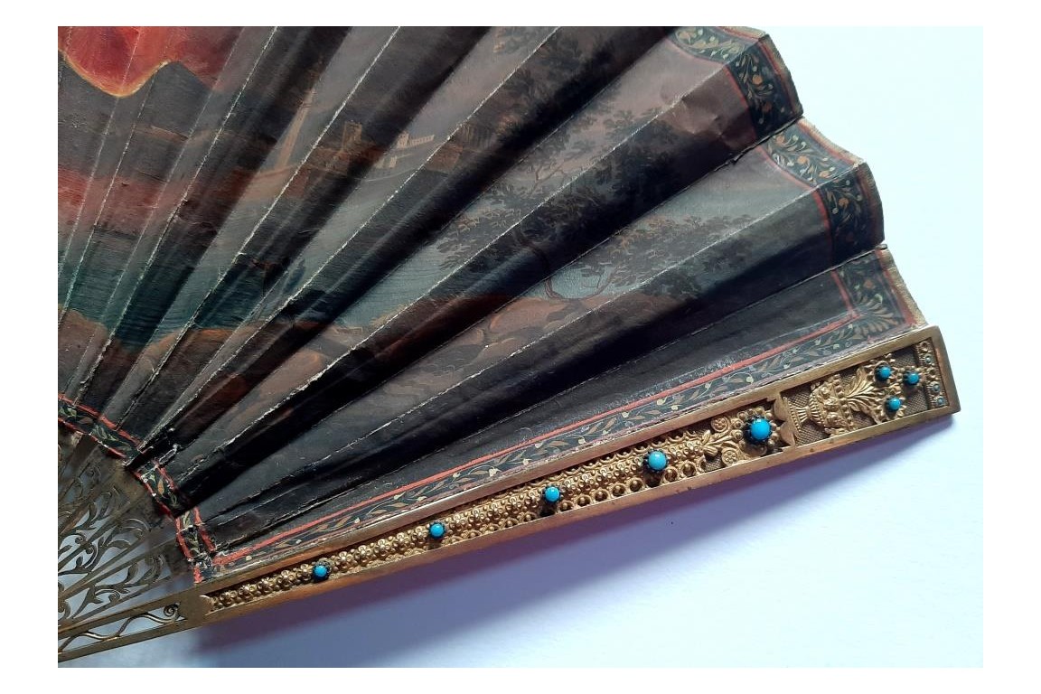 The eruption of Vesuvius, souvenir fan from the Grand Tour circa 1822