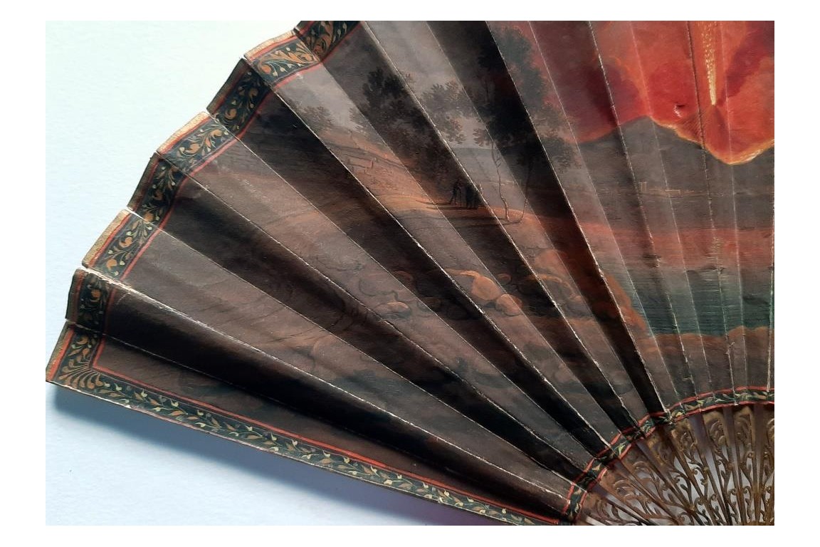 The eruption of Vesuvius, souvenir fan from the Grand Tour circa 1822