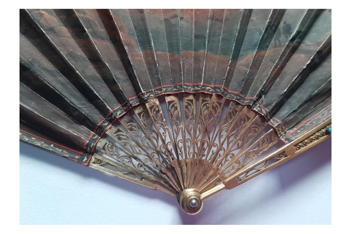 The eruption of Vesuvius, souvenir fan from the Grand Tour circa 1822