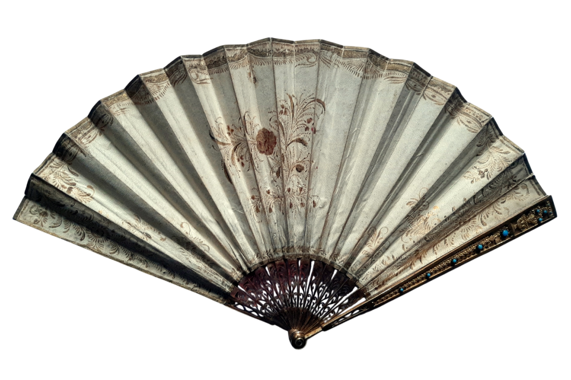 The eruption of Vesuvius, souvenir fan from the Grand Tour circa 1822