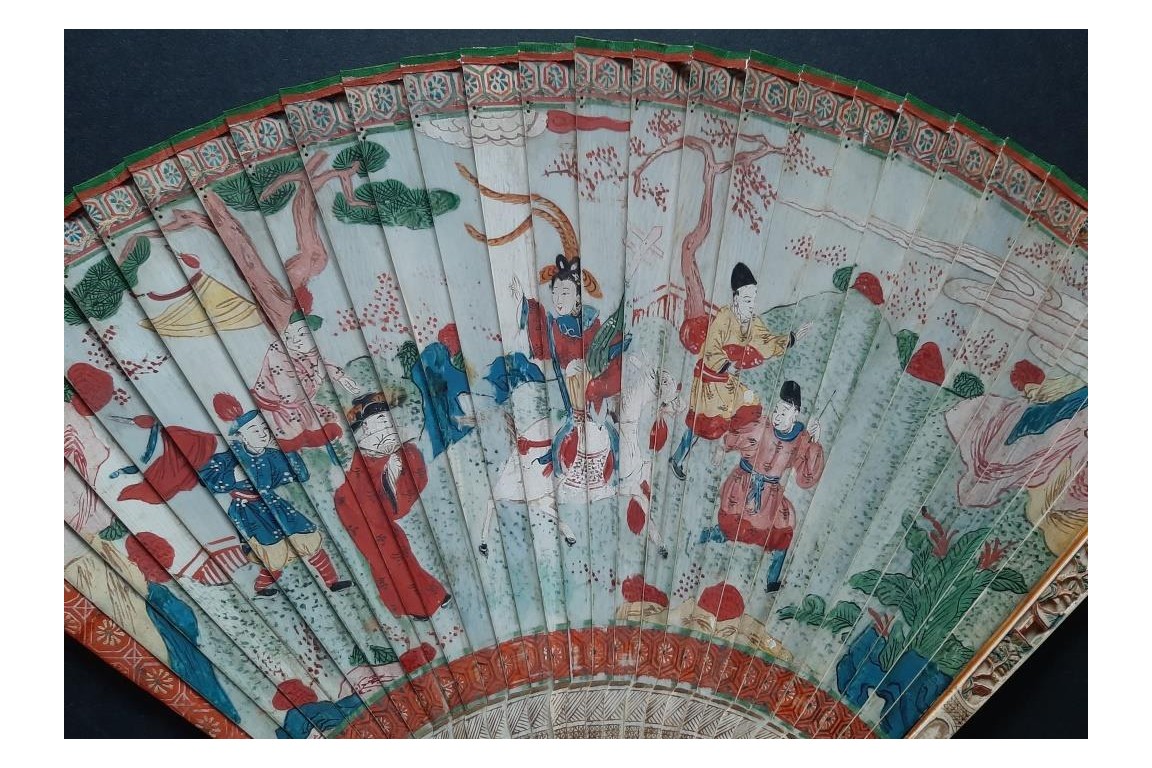 The horsewoman, Chinese fan, circa 1700–1720