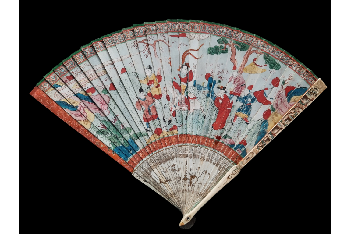 The horsewoman, Chinese fan, circa 1700–1720